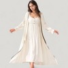 Anna-Kaci Lounge Women's Two-Piece Lounge Nightdress Set with Scoop Neck Button Front and Longline Open Robe - 3 of 4