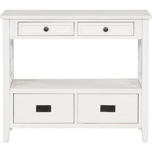 36 Inch Farmhouse Console Table, Farmhouse Entry Table with 4 Drawers, Solid Wood Sofa Table with Shelves for Entryway Living Room Bedroom - 1 of 4