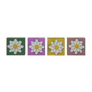 Transpac MDF Dimensional Flower Block Decor Set of 3 Spring Home Decorations - 1 of 1