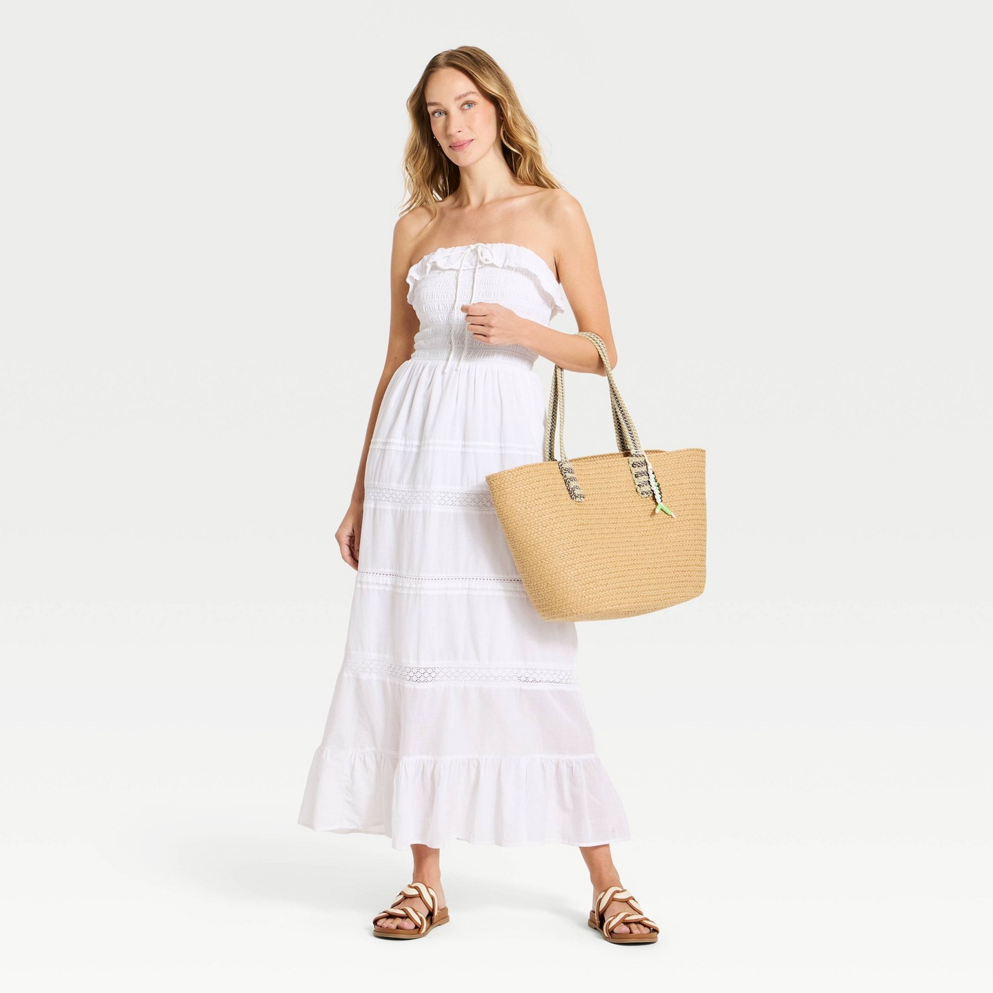 Женское платье Universal Thread Cotton Maxi Pullover Sundress, цвет: Белый — фото 3