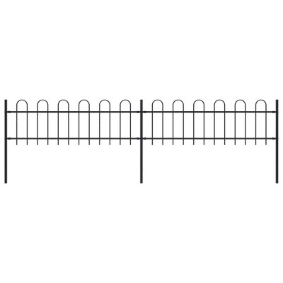 vidaXL Garden Fence with Hoop Top Steel 11.2' Black