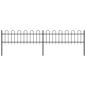 vidaXL Garden Fence with Hoop Top Steel 11.2' Black - 1 of 4
