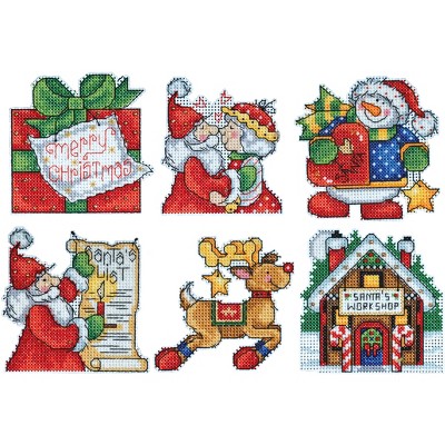Design Works Platics Canvas Ornament Kit 3"X4" Set Of 6-Santa's Workshop (14 Count)