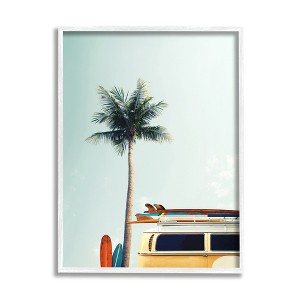 Stupell Industries Surf Bus Yellow With Palm Tree Photography Framed Giclee Art - 1 of 4