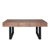 47.2"x23.5" Wood Handcrafted Coffee Table with Parquet-Style Surface and Metal Frame for Living Room - 3 of 4