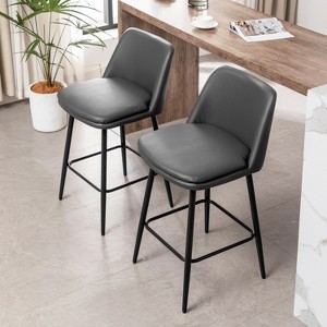Gulches Counter Height Swivel Bar Stools Set of 2, 360° Upholstered Barstools with Back, Metal Legs, Grey, 25.6" Seat Height - 1 of 4