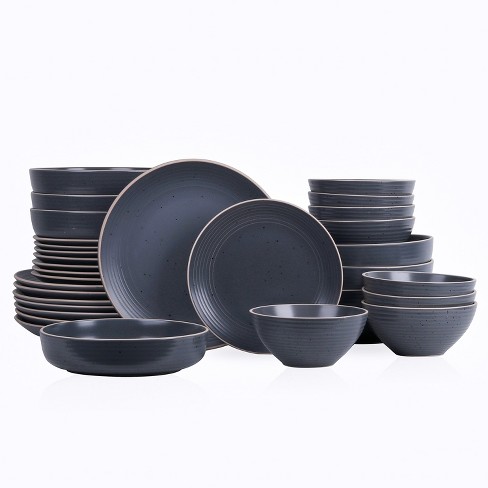 Stone + Lain Tom Stoneware Grey and Blue Dinnerware Set | 16-Piece 4