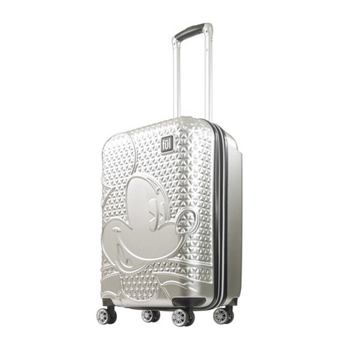Luggage, : Disney Textured Mickey Mouse Sided 26in Target Rolling Silver Hard Ful