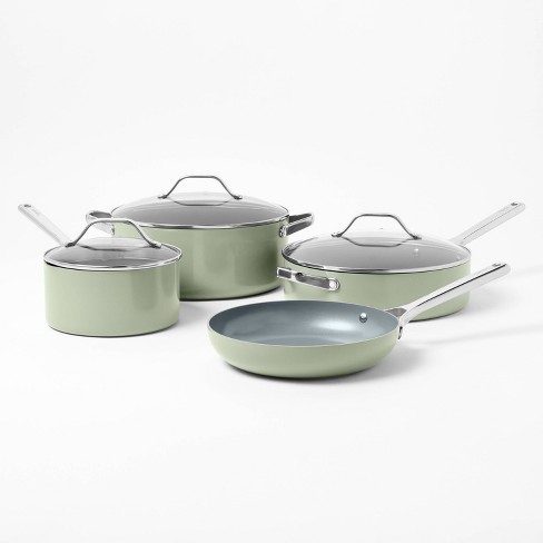 Reviews for CARAWAY HOME 9-Piece Ceramic Nonstick Cookware Set in Sage