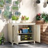 Outsunny Wood Outdoor Storage Cabinet, Compact Garden Shed Potting Shed with Shelf and Double Doors - 3 of 4