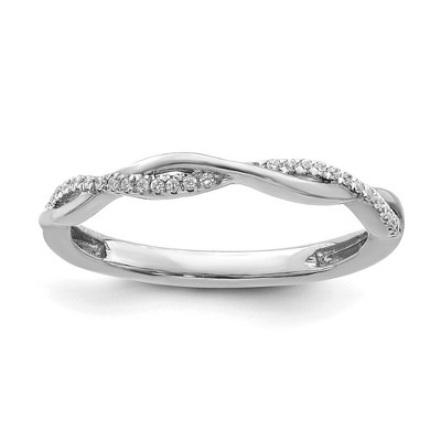 Black Bow Jewelry 2mm 14k White Gold 1/15 Ctw Diamond Stackable Twist Band