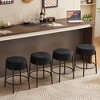 24" Tall, Round Bar Stools, Set of 2 - Contemporary upholstered dining stools for kitchens - 2 of 4