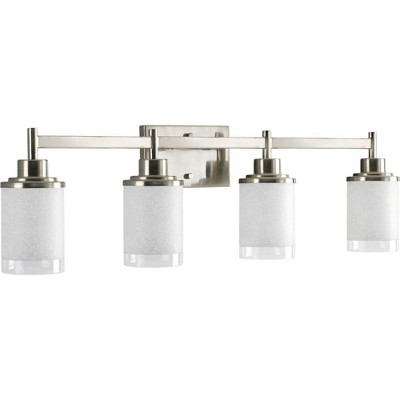 Brushed Nickel Four-Light Cylinder Bath Vanity Fixture