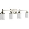 Progress Lighting Alexa Collection 4-Light Bath Fixture, Brushed Nickel, White Linen Glass Shade - 3 of 4