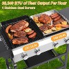 Zevemomo 4 Burner Gas Grill & Griddle Combo with Foldable Side Table, Wheels, Stainless Steel Burners & Hooks, 38,240 BTU for Patio Garden Barbecues - 2 of 4