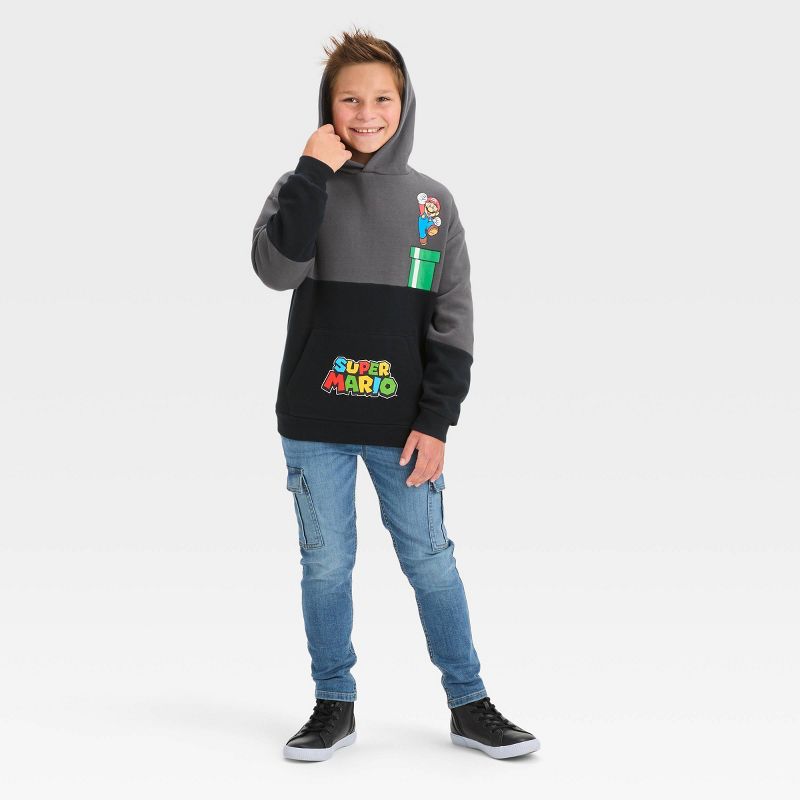 Boys' Super Mario Colorblock Hooded Sweatshirt - Black, 3 of 4