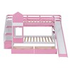 Twin-Over-Twin Castle Style Bunk Bed with 2 Drawers 3 Shelves and Slide - Pink - 4 of 4