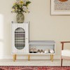 Kumasinova L-Shaped Entryway Storage Bench,Shoe Cabinet with Glass Doors and Cushioned Seat,Shoe Organizer for Entryway,Living Room,Hallway - 2 of 4