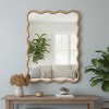 Spassway 30"W*40"H Beige Asymmetrical Rectangle Wall Mirror Modern Irregular Wood Frame Wall Mounted Vanity Mirror Decorative for Bedroom Bathroom - 2 of 4