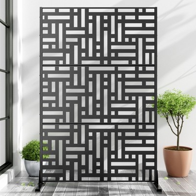 PexFix 72 in. x 47 in. Outdoor Metal Privacy Screen Garden Fence in Streets Pattern in Black