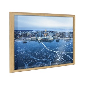Kate and Laurel Blake Icy Veins of Winter-Madison Wisconsin Framed Printed Glass by Pete Olsen, 18x24, Natural - 1 of 4