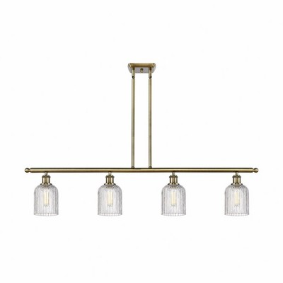 Bridal Veil - 4 Light Stem Hung Island In Art Deco Style-9.5 Inches Tall and 48 Inches Wide