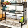 1 piece countertop dish storage drain rack retractable kitchen sink rack dish rack drain rack black kitchen storage rack - 2 of 4