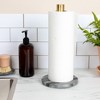 Storied Home Modern Marble Paper Towel Holder with Brass Detail, Grey - 2 of 4