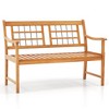 Costway Outdoor Acacia Wood Bench 2-Person Patio Bench with Slatted Seat &  Backrest - 2 of 4