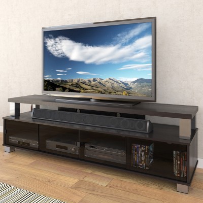 Bromley Ravenwood Black Metal TV Stand with Glass Doors - 80"