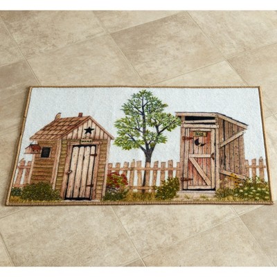 Lakeside His and Hers Outhouse Bathroom Shower Rug with Anti-Slip Backing