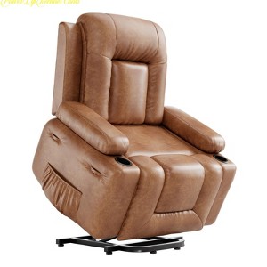 Power Lift Recliner Chair w/ Heat & Massage – PU Leather Single Sofa for Living Room & Home Theater – Remote Controlled, Modern Comfort for Elderly - 1 of 4