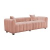 87.4'' Velvet 3 Seater Sofa with Bubble Upholstery, Modern Upholstered Couch with Metal Legs and 2 Pillows for Living Room-Maison Boucle - 3 of 4