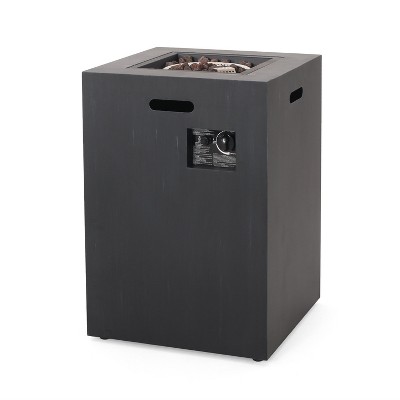 GDFStudio Jasmine Outdoor 30,000 BTU Square Fire Column, Brushed Black