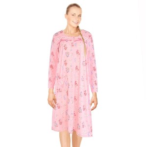 JEFFRICO Womens Long Sleeve Nightgowns Sleepwear Soft Pajama Dress Nightshirts - 1 of 4