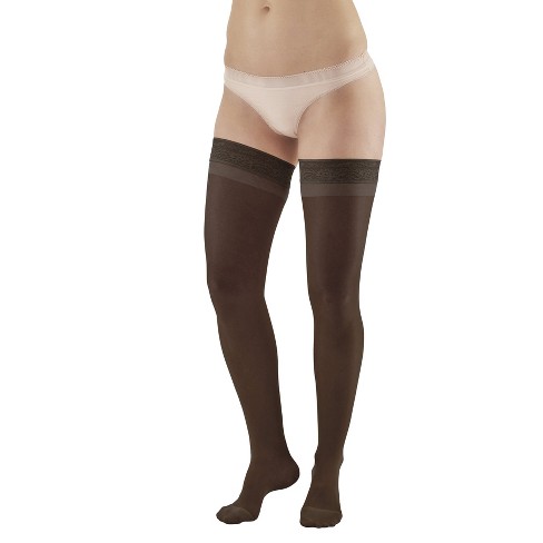 Ames Walker Aw Style 4 Women's Sheer Support 15-20 Mmhg Compression Thigh  Highs W/top Band Black Xx Large : Target