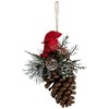 Northlight Woodland Cardinal Bird Perched on a Pinecone Frosted Christmas Ornament - 6.75" - 3 of 4