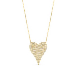 SHYMI Large Pavé Heart Necklace – .925 Sterling Silver, 14k Gold-Plated - Rhodium Plated, Cubic Zirconia Pavé Detailing, Adjustable Chain - 1 of 2