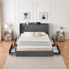 King/Queen Size Bed Frame with 4 Storage Drawers and Charging Station, Velvet Upholstered Platform Bed Frame with Tall Headboard and Storage Shelf - 4 of 4