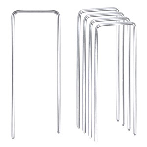 Unique Bargains Garden Stakes Pins, Galvanized Landscape Staples Outdoor Lawn Pegs for Ground Cover Weed Barrier Fabric - 1 of 4