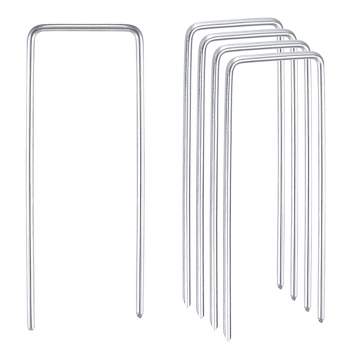 Unique Bargains Garden Stakes Pins, Galvanized Landscape Staples Outdoor Lawn Pegs for Ground Cover Weed Barrier Fabric