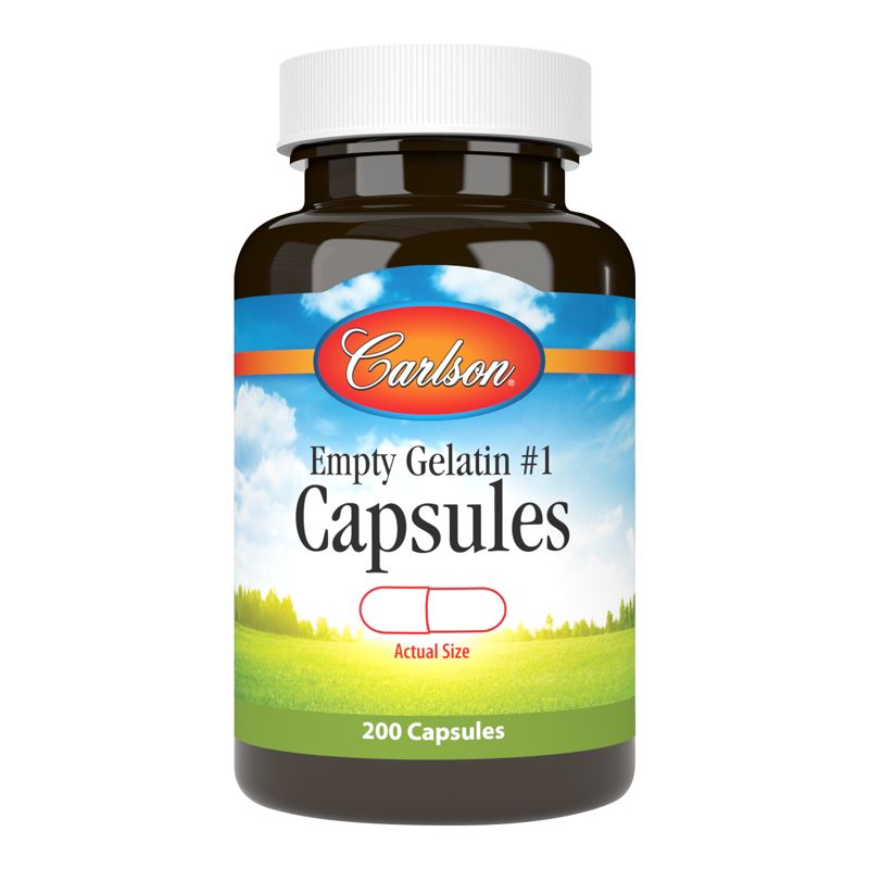 Carlson - Empty Gelatin Capsules, Easy to Separate and Fill, with Screw Cap Bottle, 1 of 5