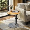 C Shape Round Side Table with Microfiber Saddle Leather Top, Couch Side End Table - 2 of 4