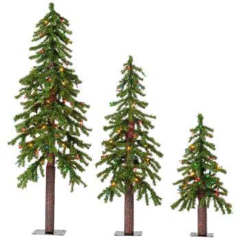 Vickerman 2' 3' 4' Natural Alpine Artificial Christmas Tree Set, Multi ...