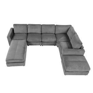 TiramisuBest 121.3" Sectional Couch Sofa Bed Modular Sofa with Two Movable Ottomans for Living Room, Modular Sectional Sofa with Storage, Si - 1 of 4