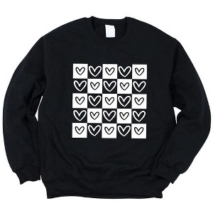 Simply Sage Market Women's Graphic Sweatshirt Heart Checkerboard - 1 of 4