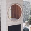 JIONJOY Distressed Wood Round Mirror - Rustic Farmhouse Accent, Beaded Frame - 3 of 4