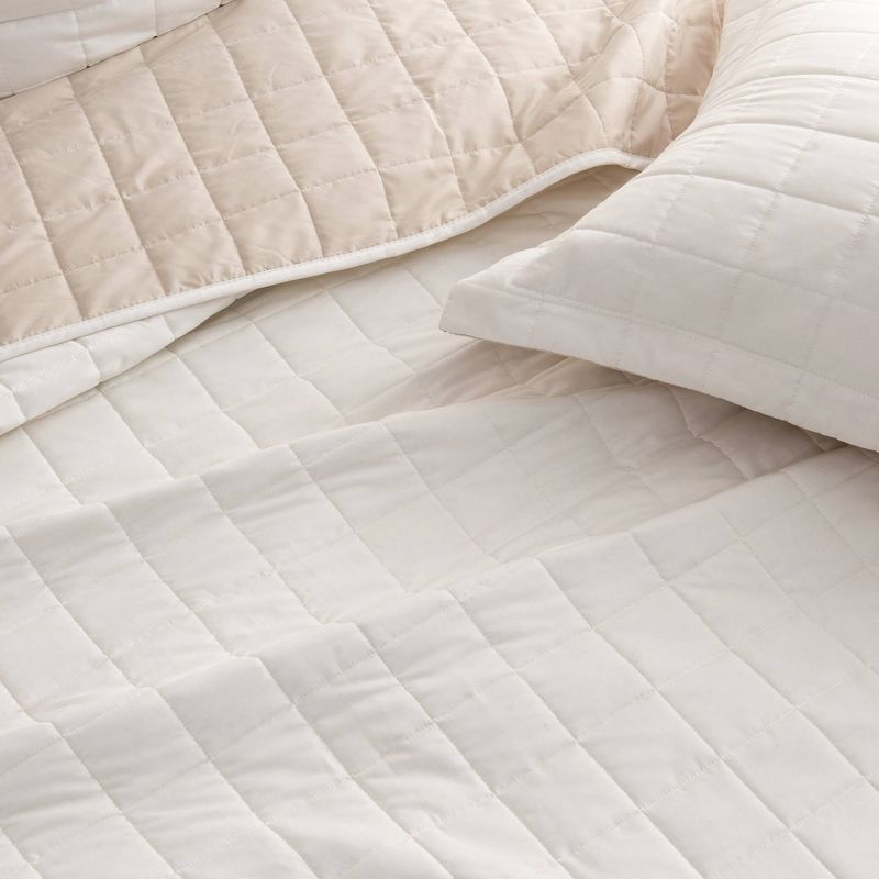 Reversible Boxstitch Solid Quilt Bedding Set - Isla Jade, 3 of 7