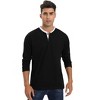 Mens Long Sleeve Henley Shirts Casual Tee Shirts Crew Neck Regular Fit Button Pullover T-Shirts - 3 of 4