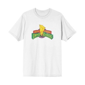 Power Rangers Action Pose Adult White Crew Neck Short Sleeve T-shirt - 1 of 4